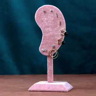 Microfiber Ear-Shaped Earring Stand Jewelry Display