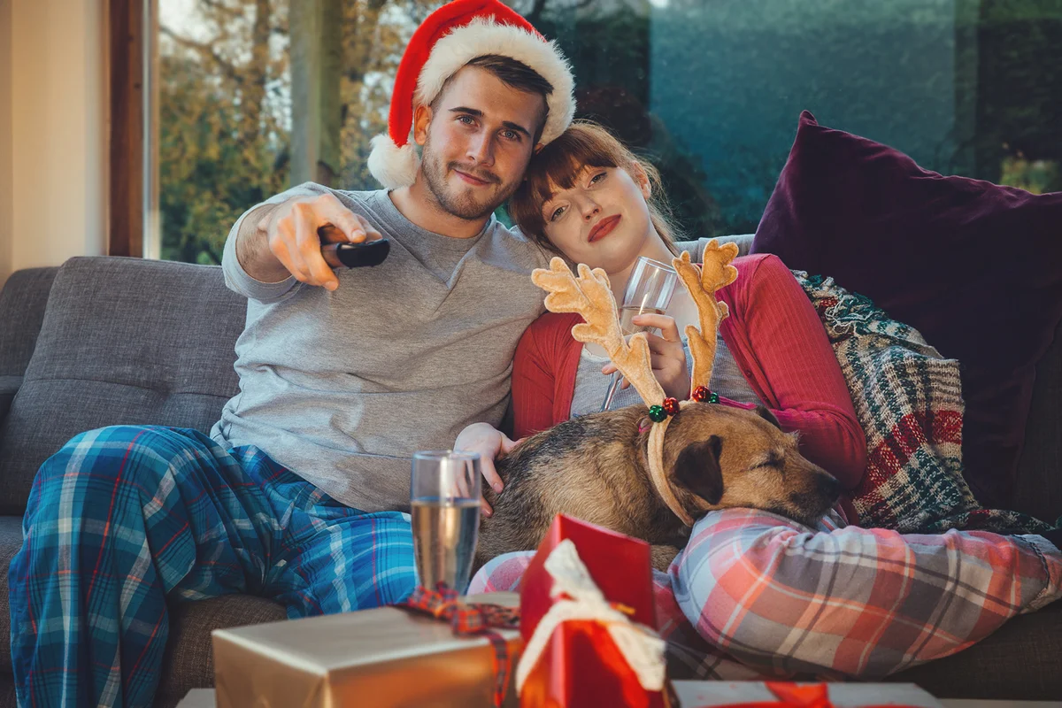 Christmas Movie Night with Puppy