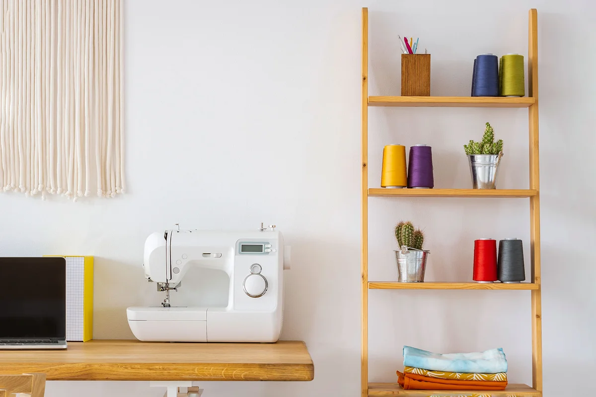 bookcase to organize sewing supplies