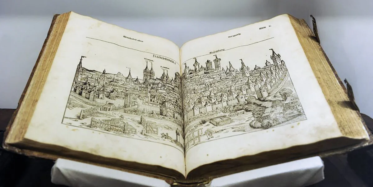 Engraving depicting the city of Nuremberg. Nuremberg Chronicle. 1493. Germany. | Getty Editorial Use