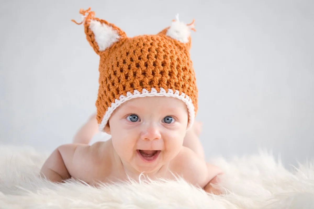 baby girl with crochet hat