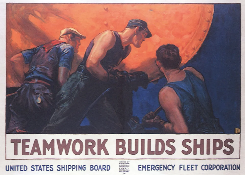 Teamwork Builds Ships Poster