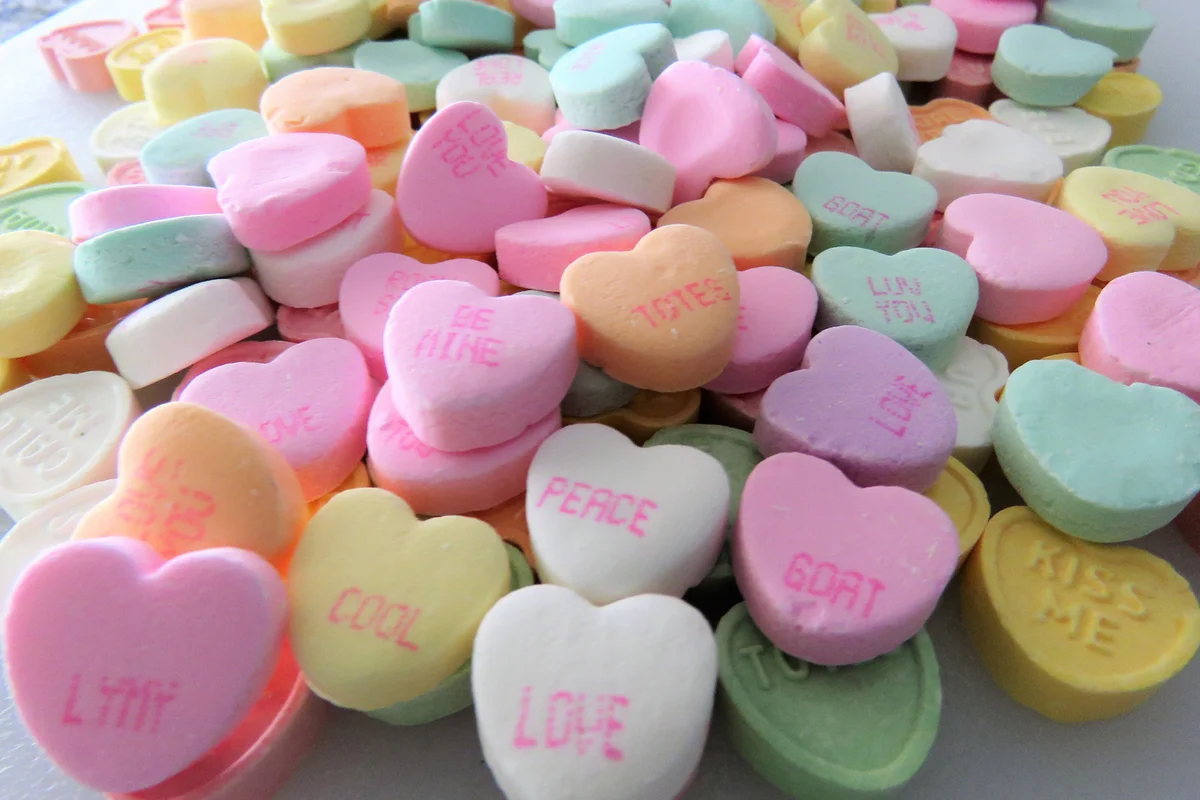 Heart-shaped conversation candies