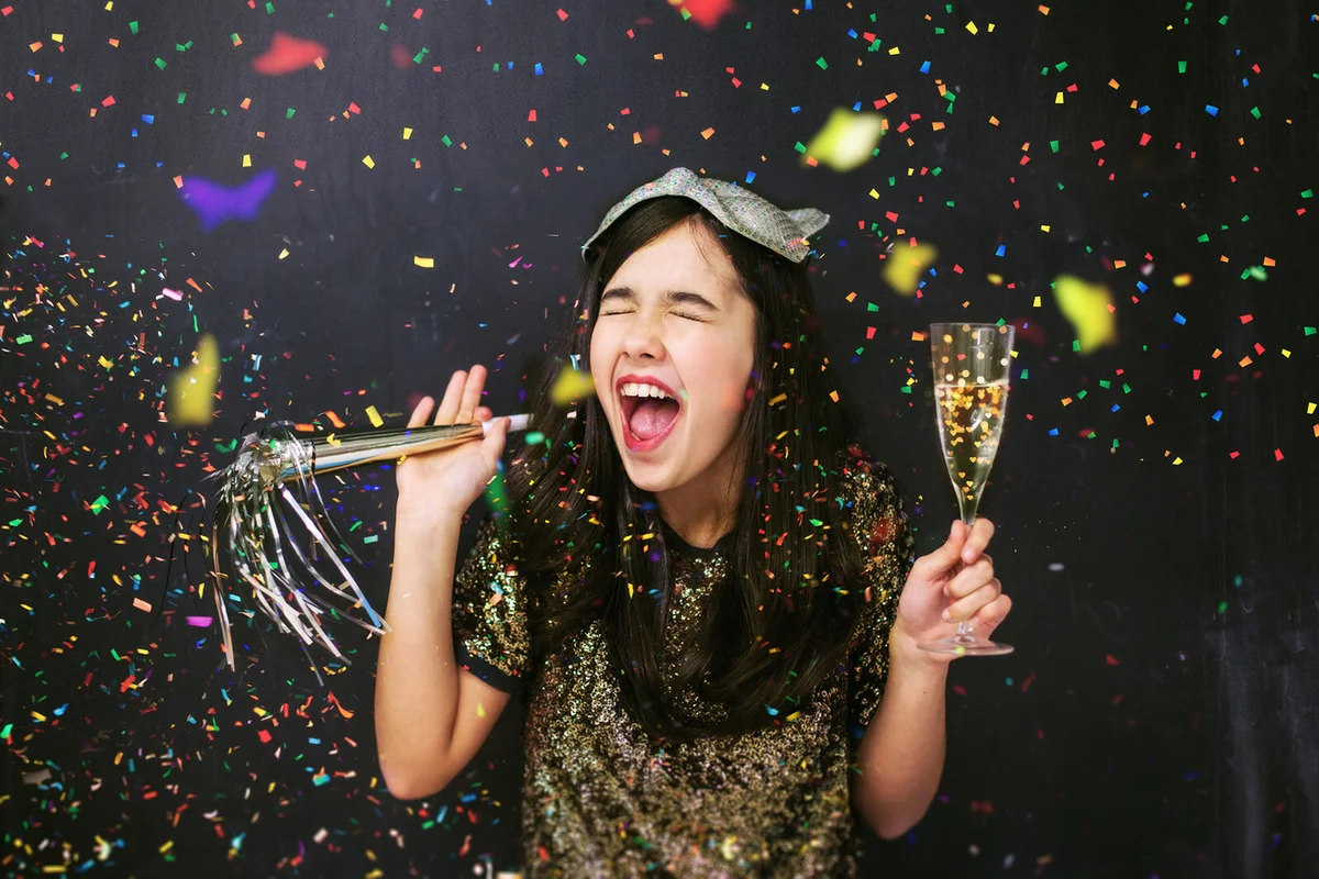 new years girl toasting