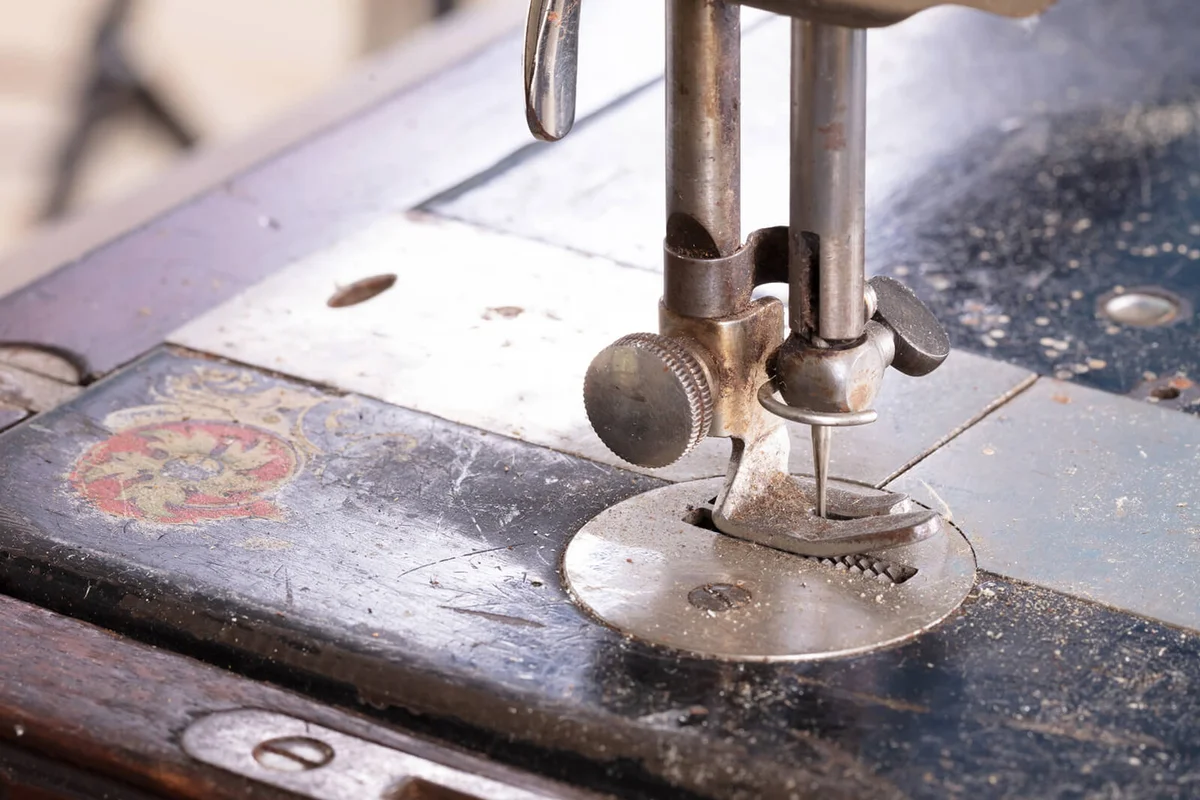 Antique, vintage sewing machine close-up