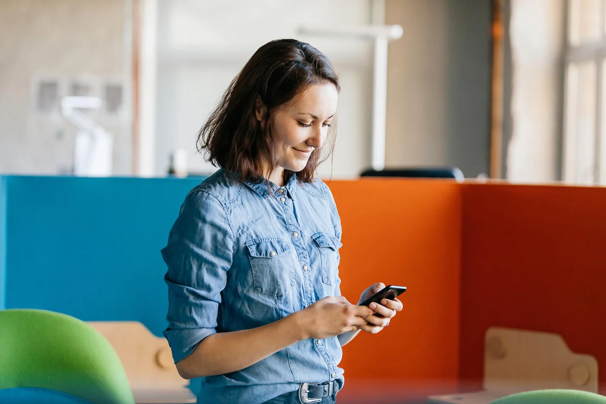 Office Employee Using Smartphone