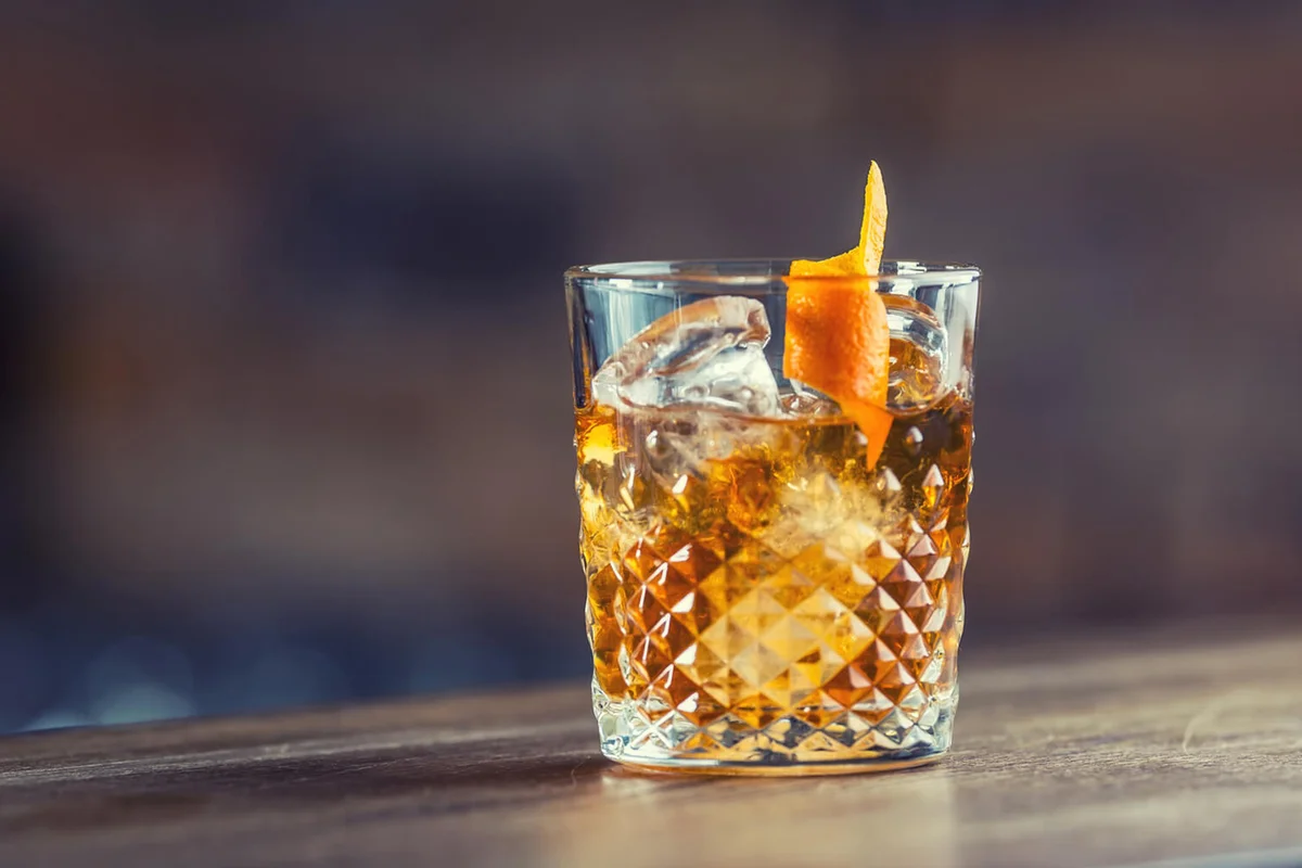 Old fashioned classic cocktail drink