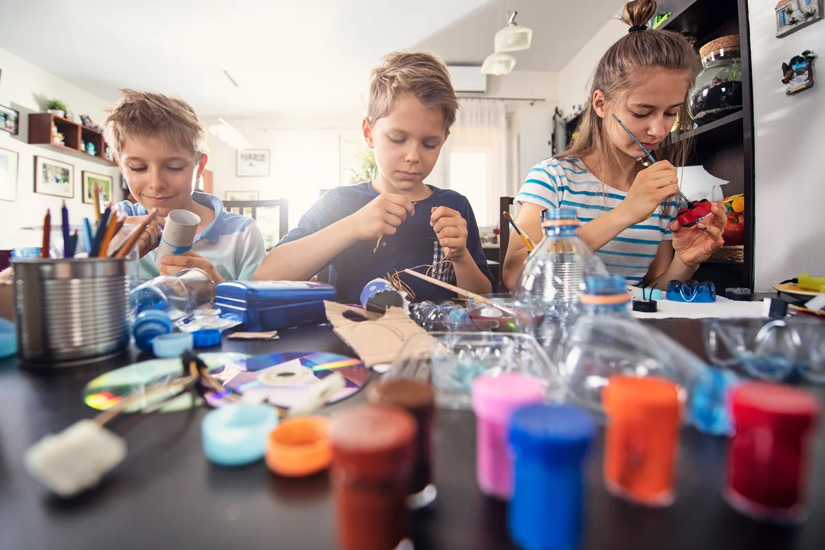 Kids upcycling - creating new fun stuff from used stuff