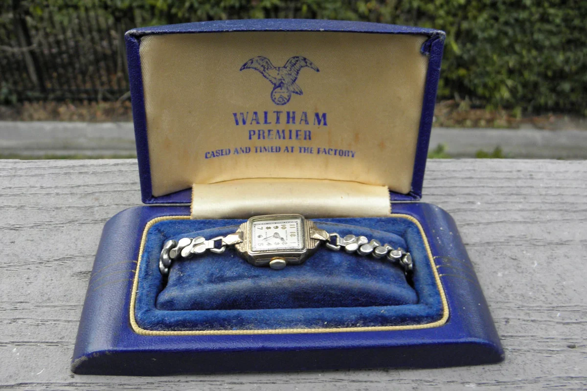Vintage Waltham Ladies Watch circa 1950's in Original Blue Case