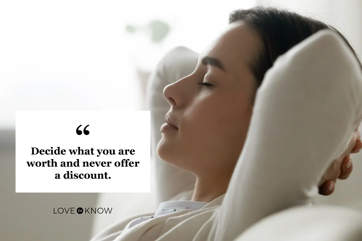 Calm peaceful young beautiful woman daydreaming