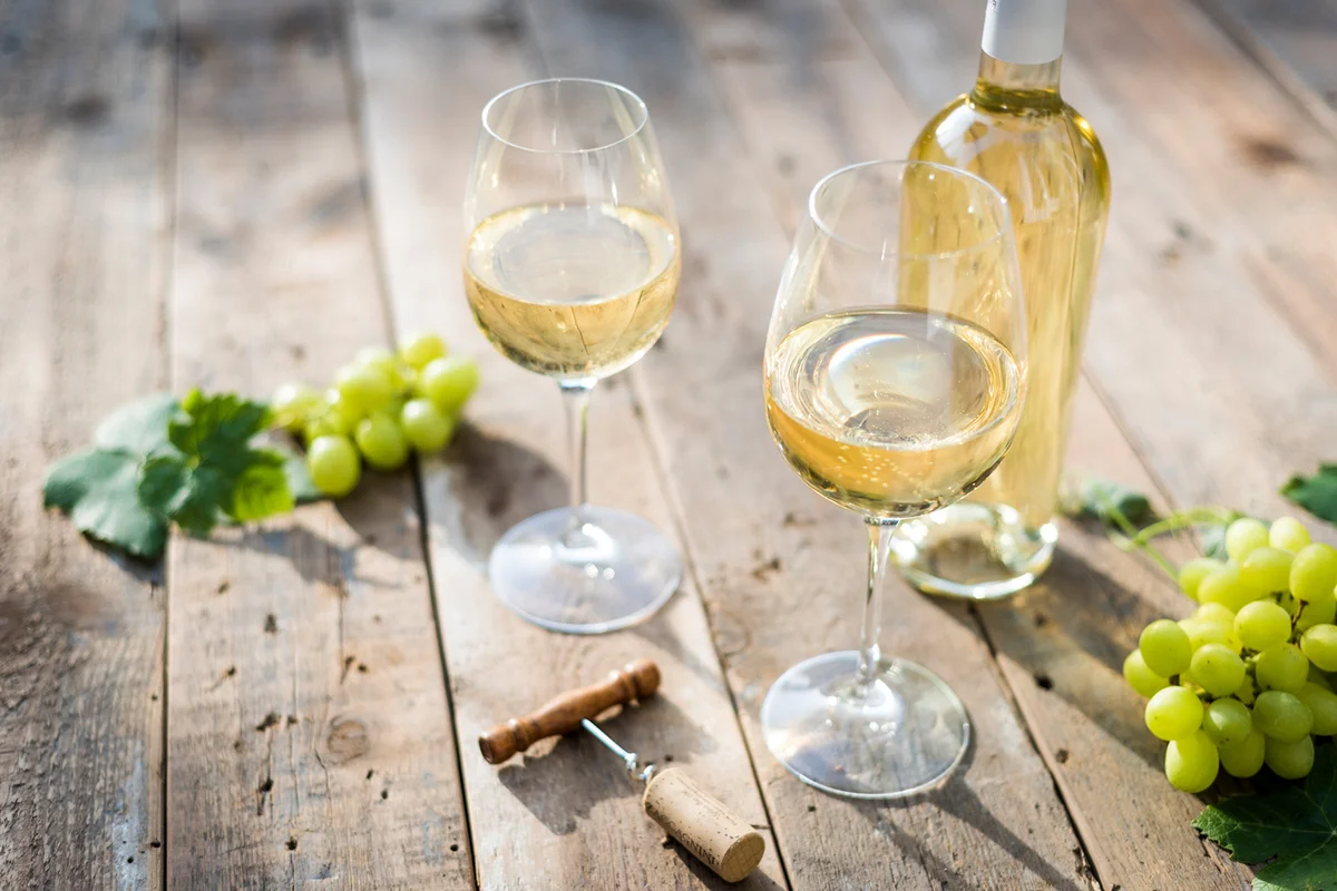 White wine on summer day outdoor
