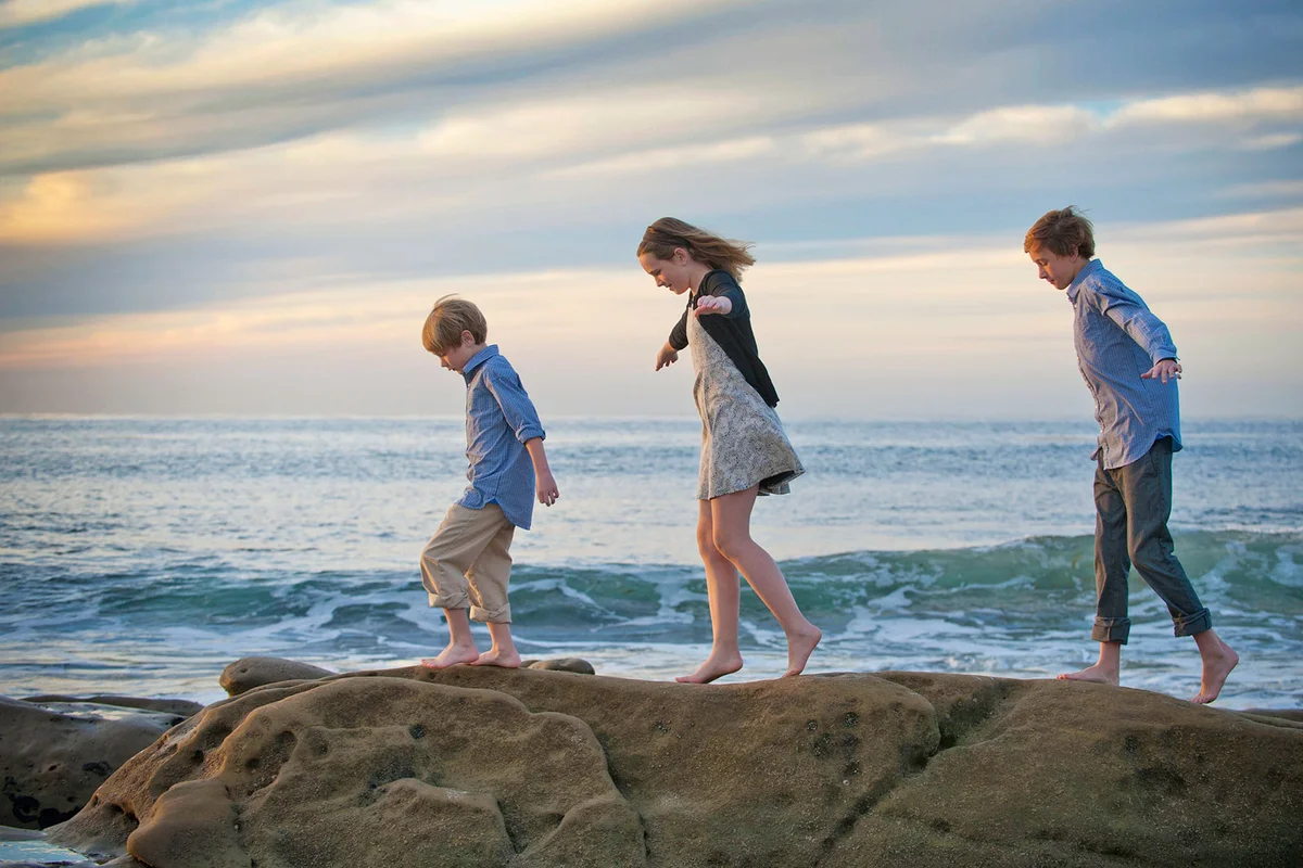 children on beach San Diego California