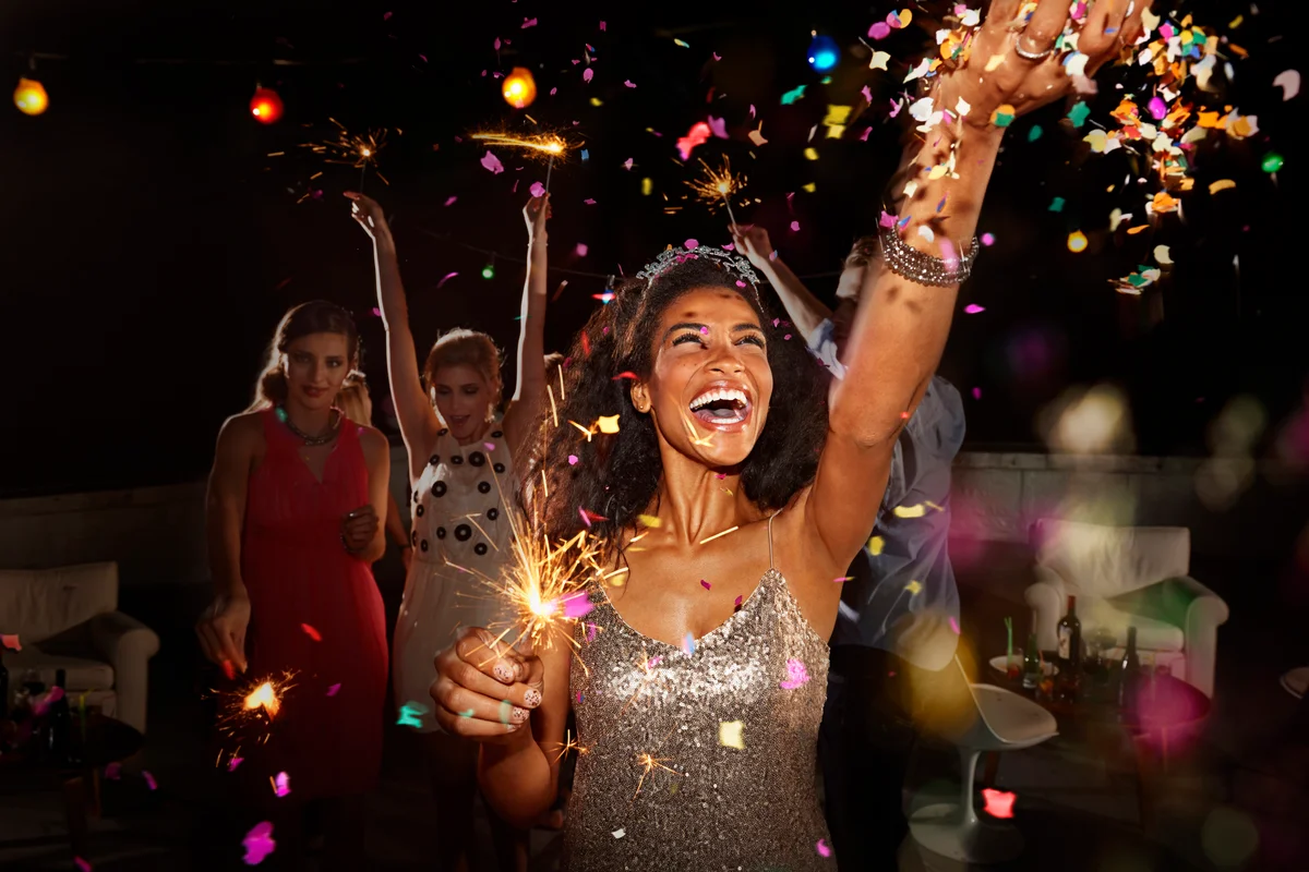 woman dancing at New Years Eve party