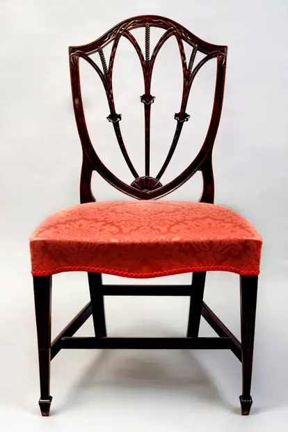 George III-style shield-back chair, ca 1770-1780, by George Hepplewhite