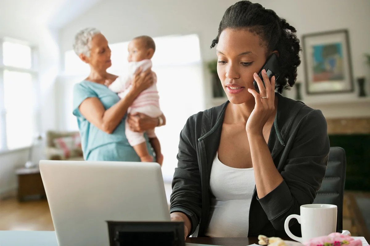 work from home mom getting help with infant