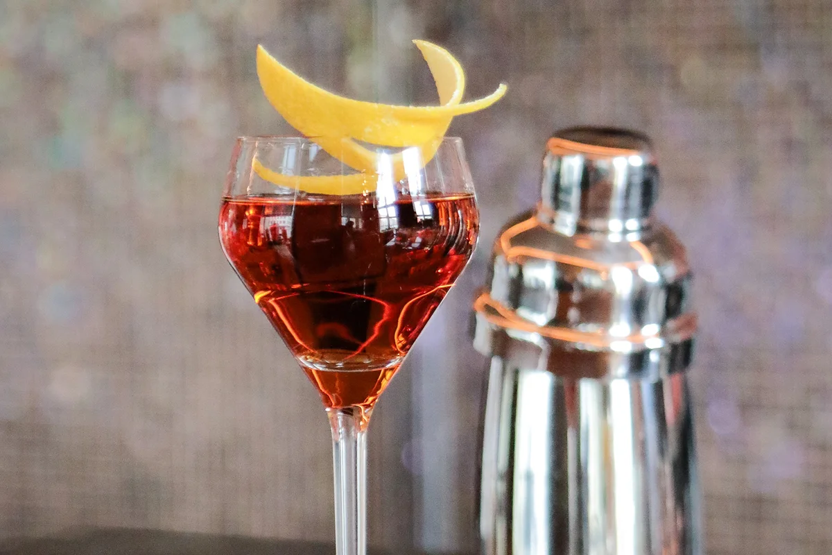 Negroni Cocktail Aperitif on Bar counter