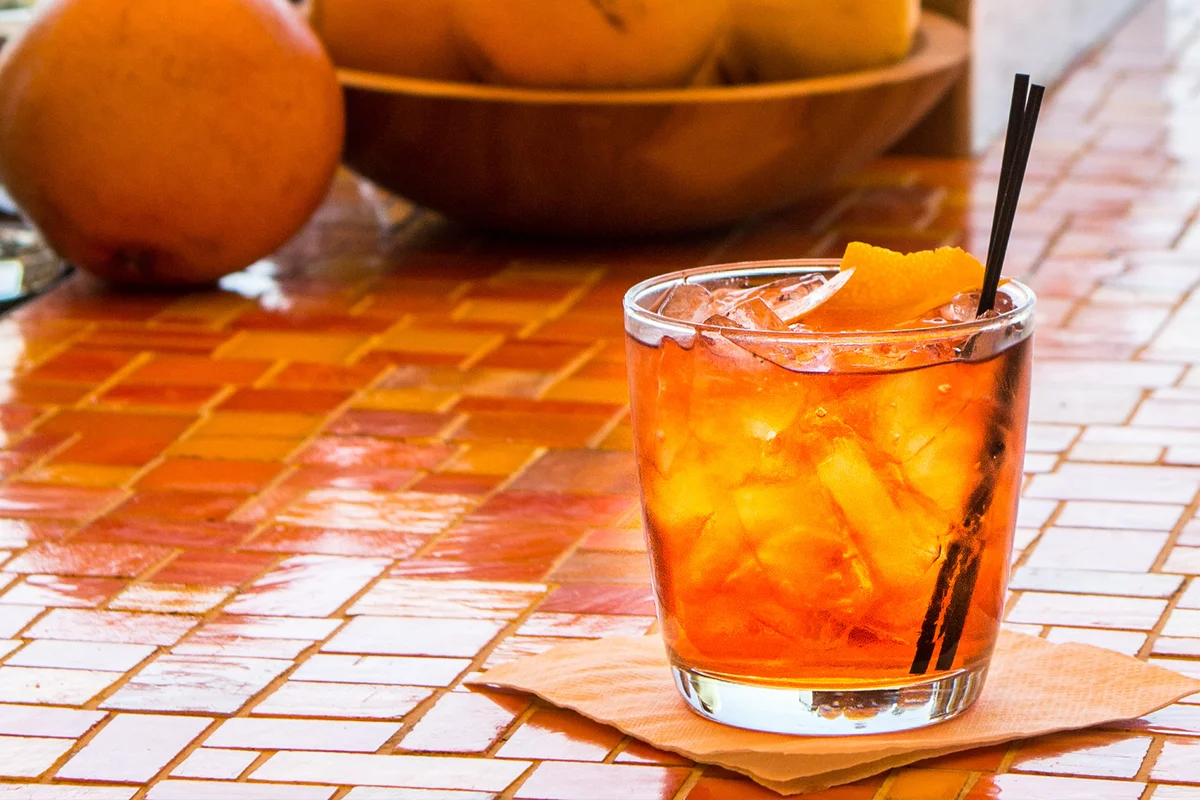 Aperol Negroni With Ice Cubes