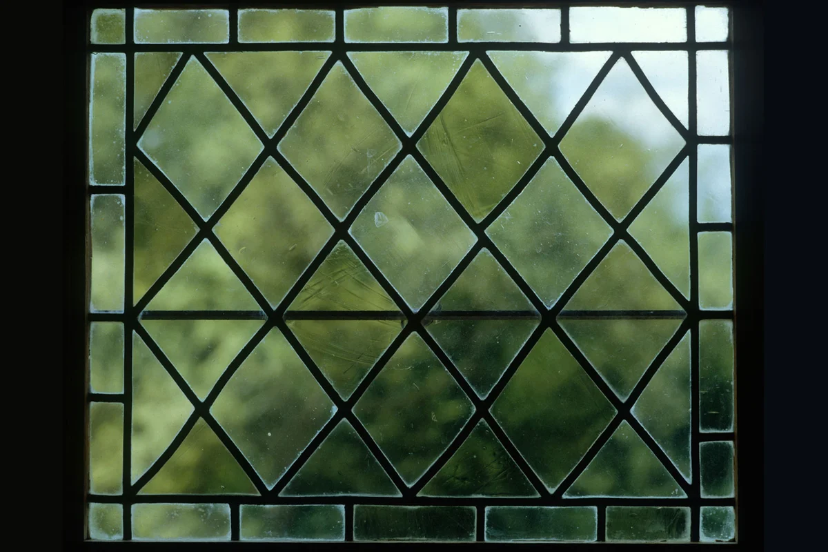 close up of leaded glass window