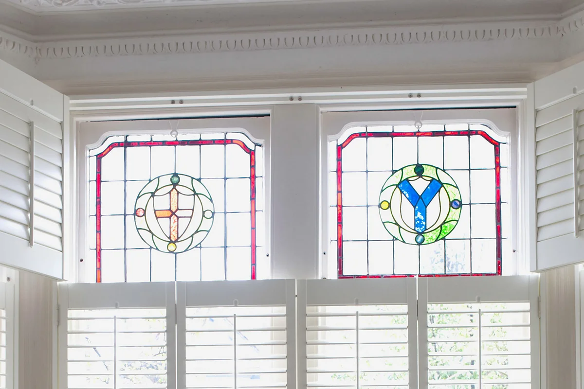 leaded glass window in home