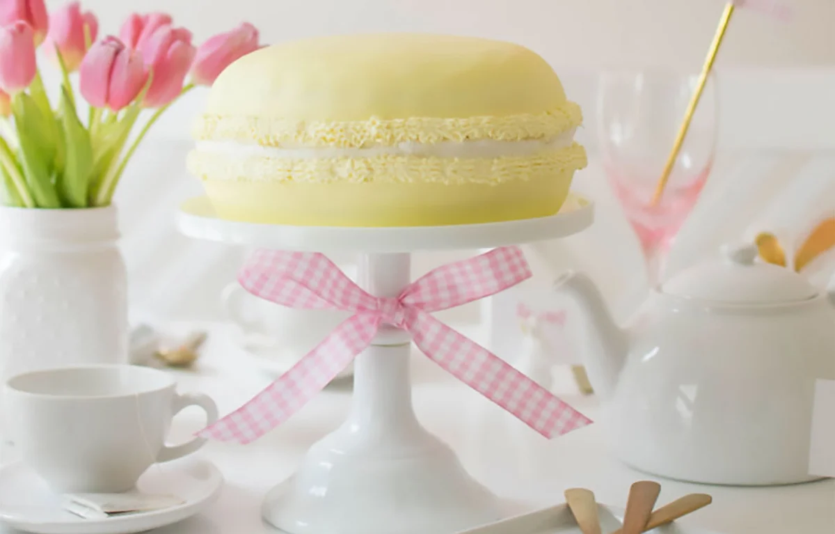 yellow macaron cake