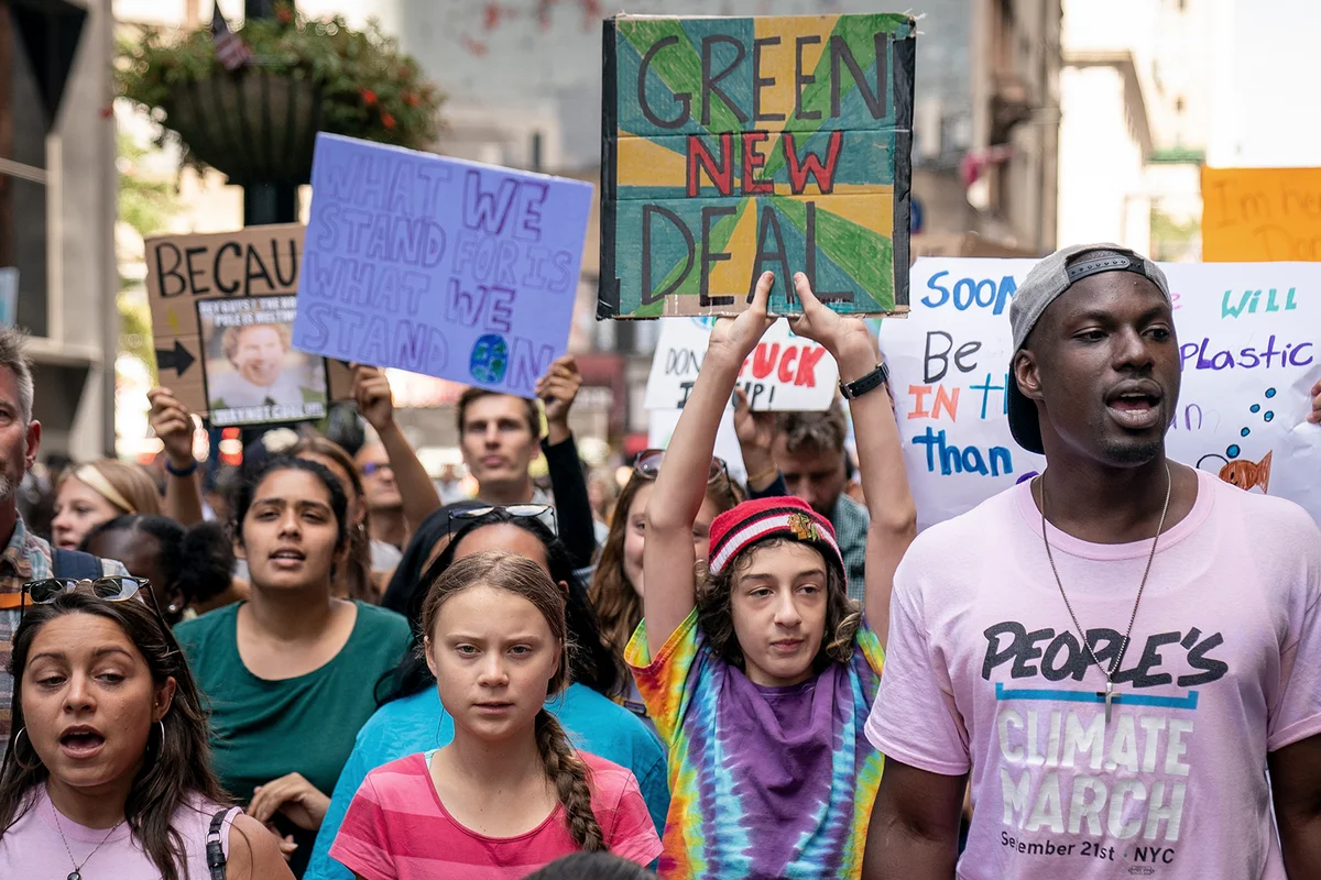 Greta Thunberg and their supporters rally for action on climate change on September 20, 2019 in New York City - Getty Editorial Use