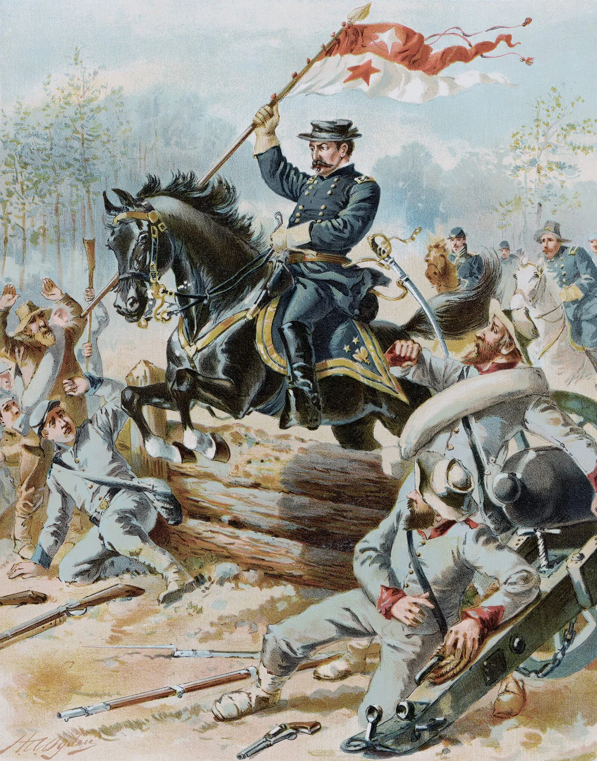 Illustration of Philip Henry Sheridan in Civil War Battle | Getty Editorial Use