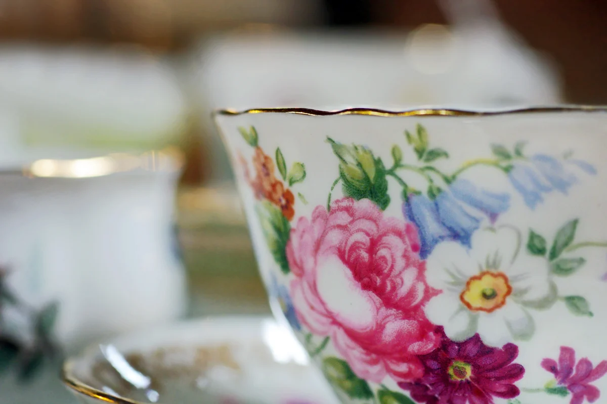 floral teacup closeup