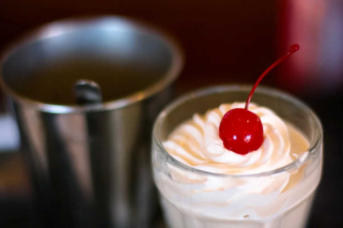 Milkshake with red cherry