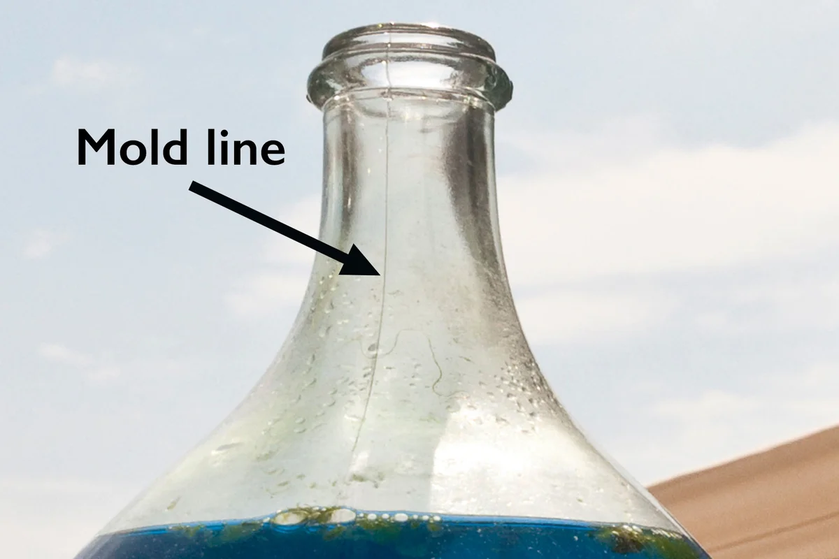 antique bottle with example of mold line
