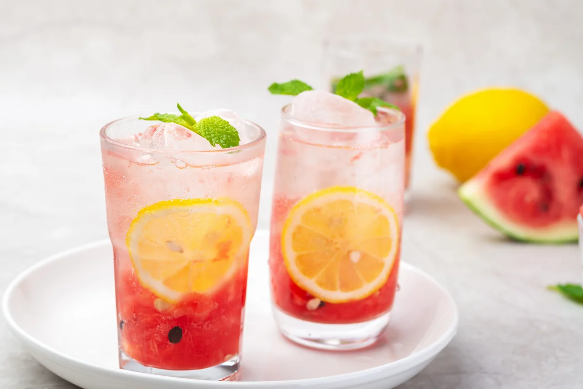 Spring cocktail lemon and watermelon drink