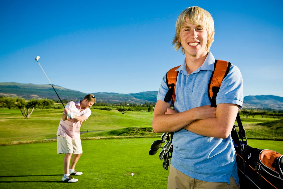 Father and Son Golfing
