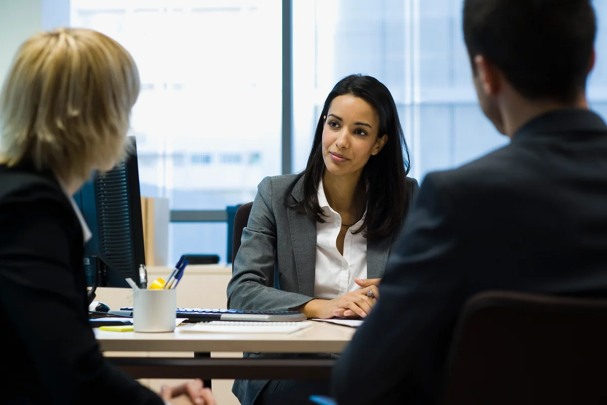 bank manager with clients