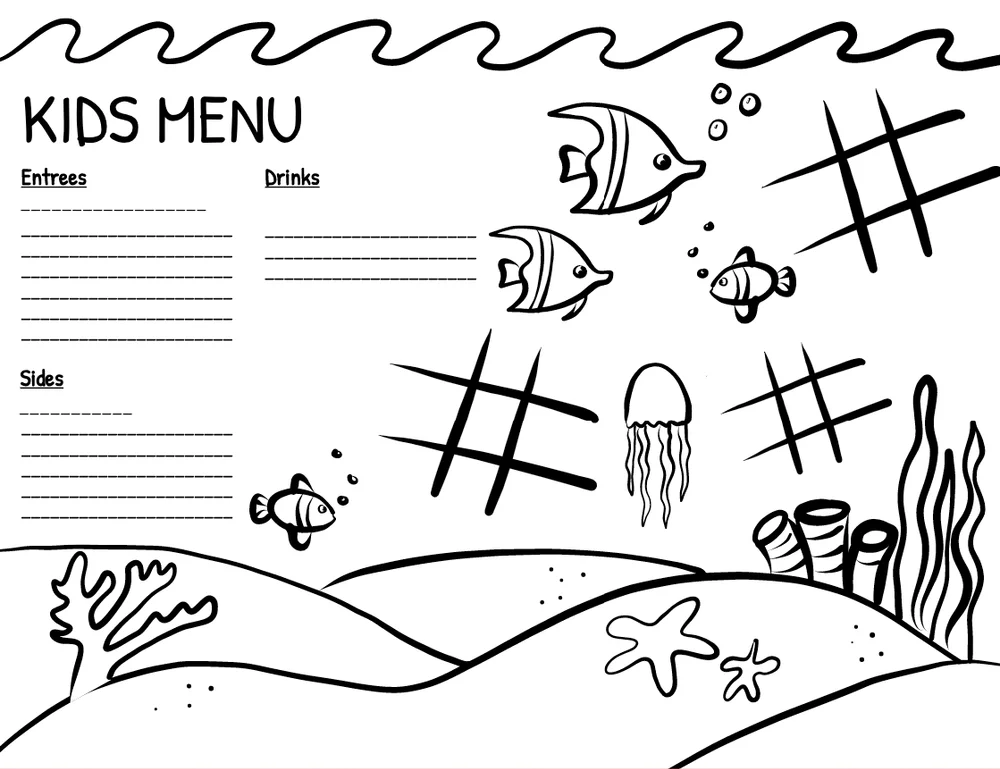 Under the Sea Kids' Menu