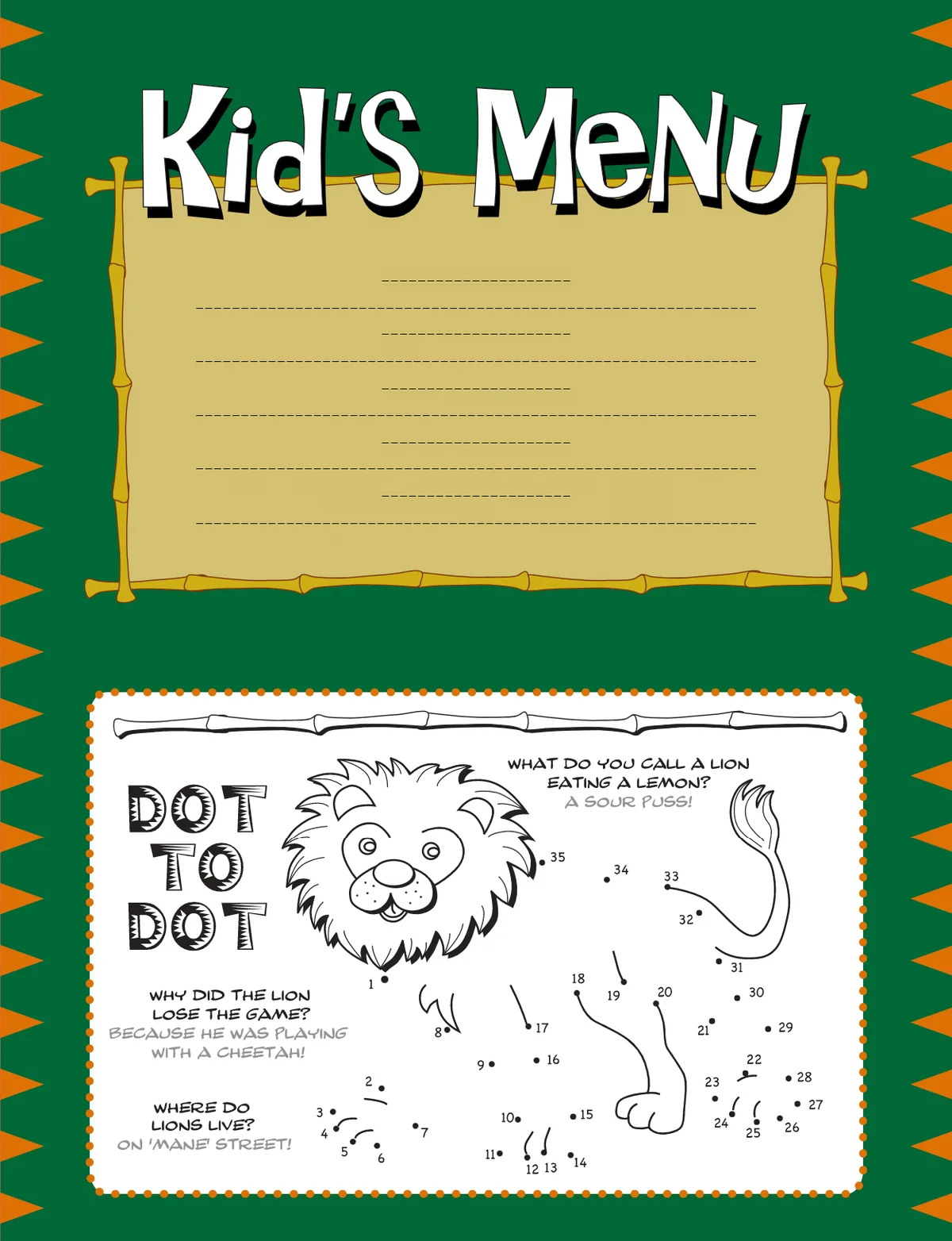 Jungle Kids' Menu
