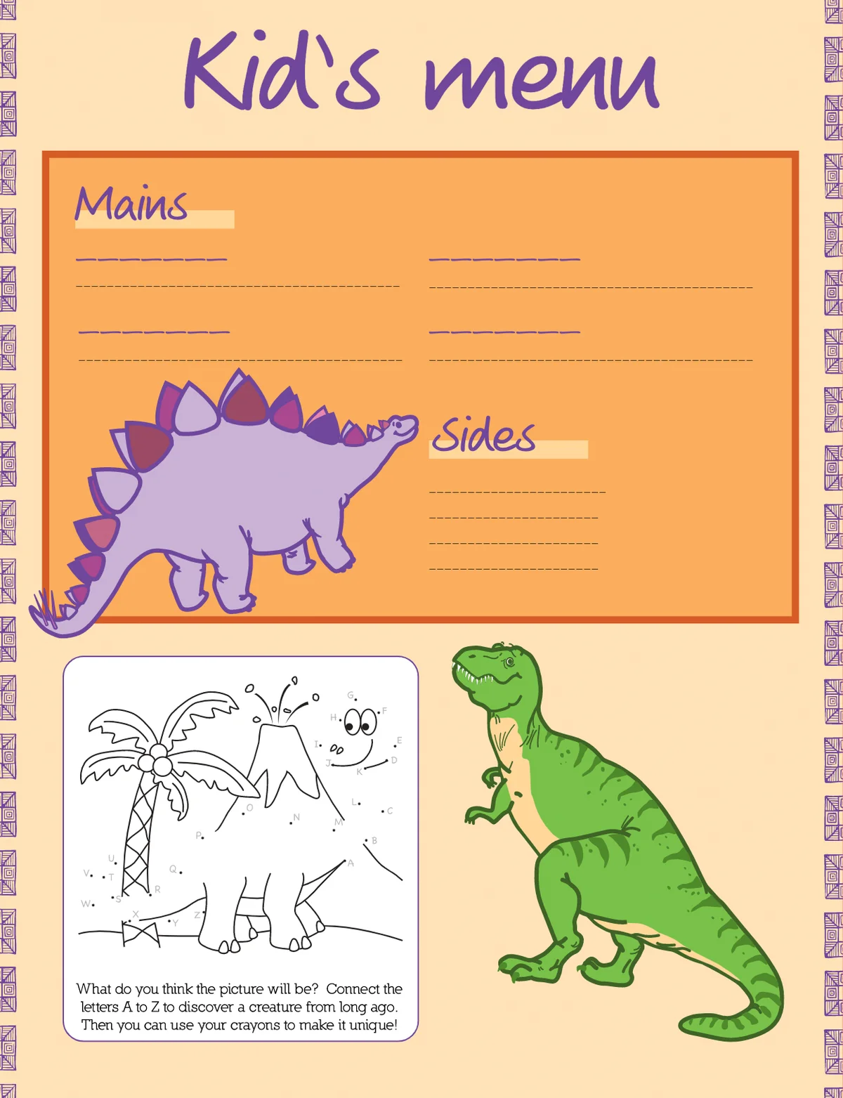 Dinosaur Kids' Menu