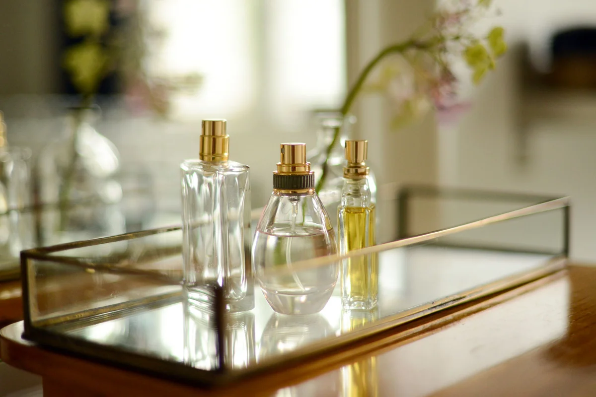 rectangular mirrored perfume vanity tray