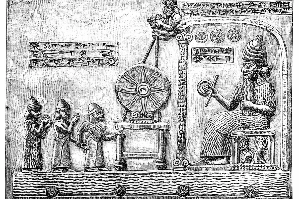 The Sun-god Shamash in his Shrine, Tablet of Shamash is a stone tablet recovered from the ancient Babylonian city of Sippar in southern Iraq in 1881