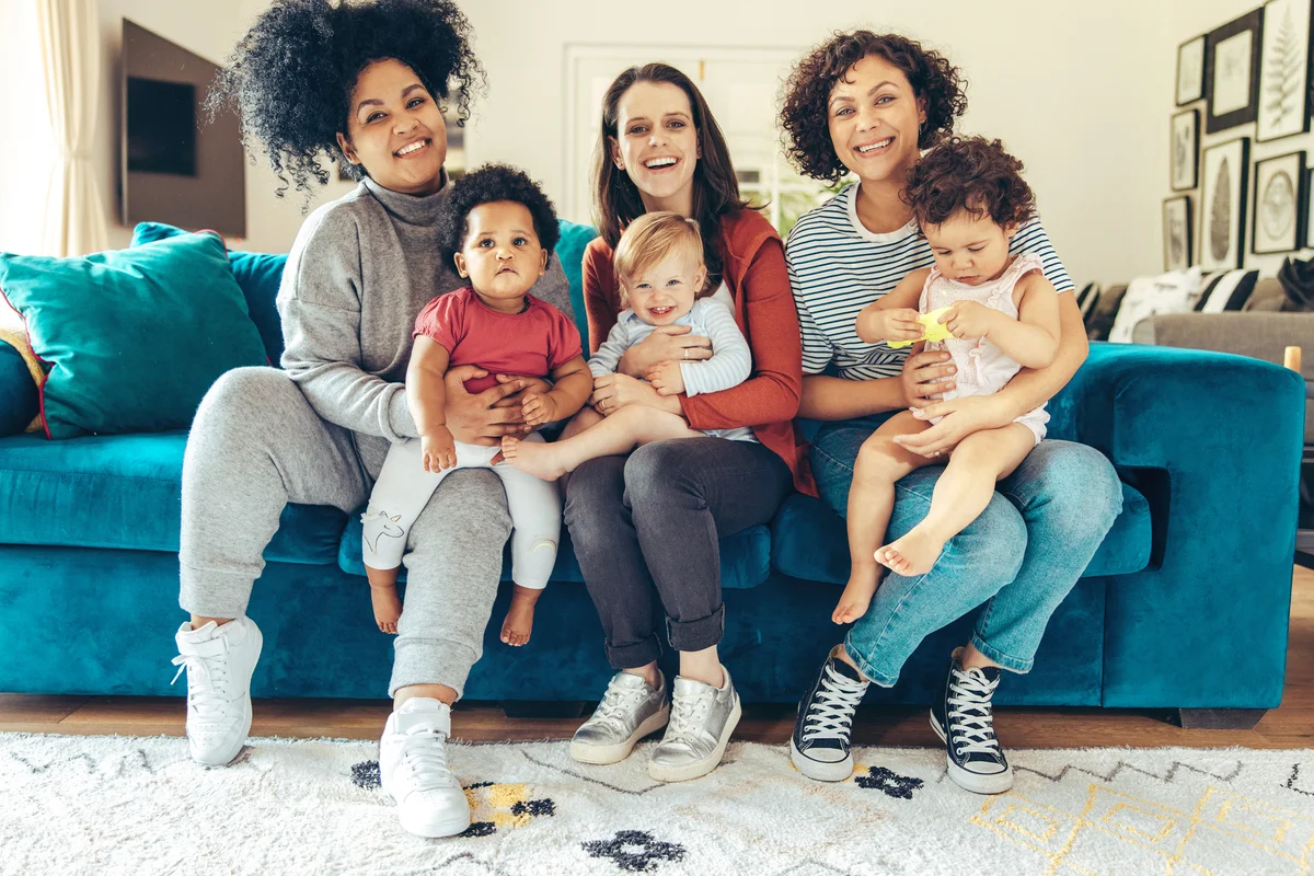 Group of friends with toddlers