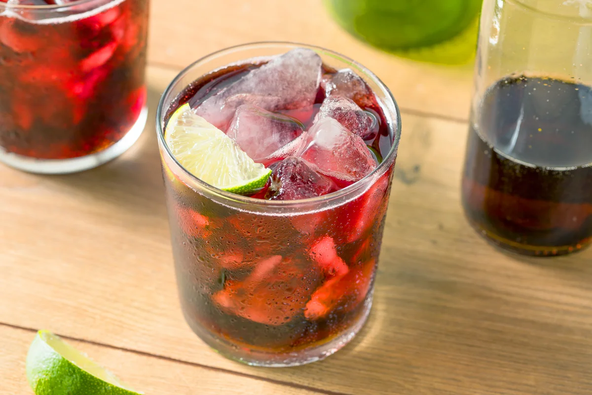 Glass of sangria on table