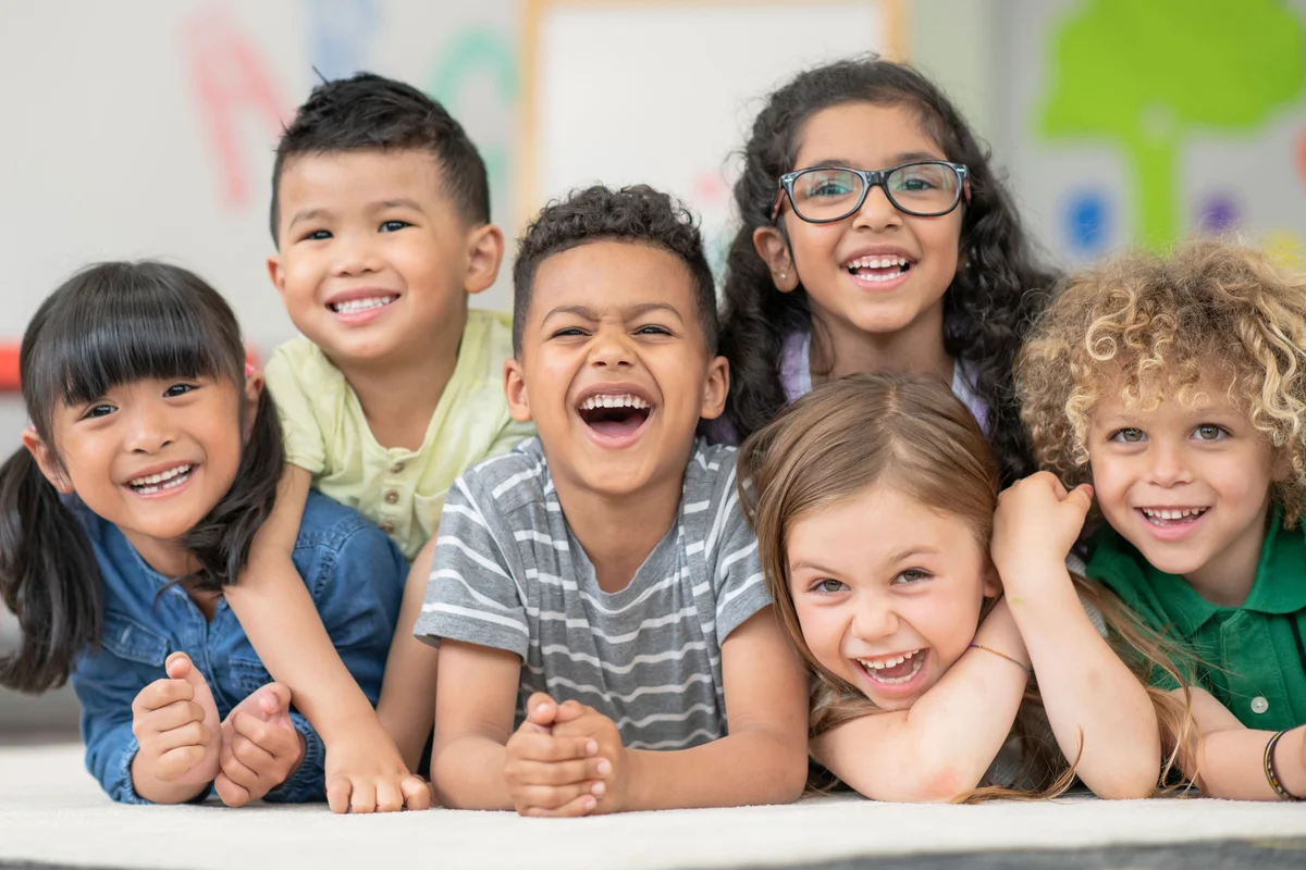group of children laughing