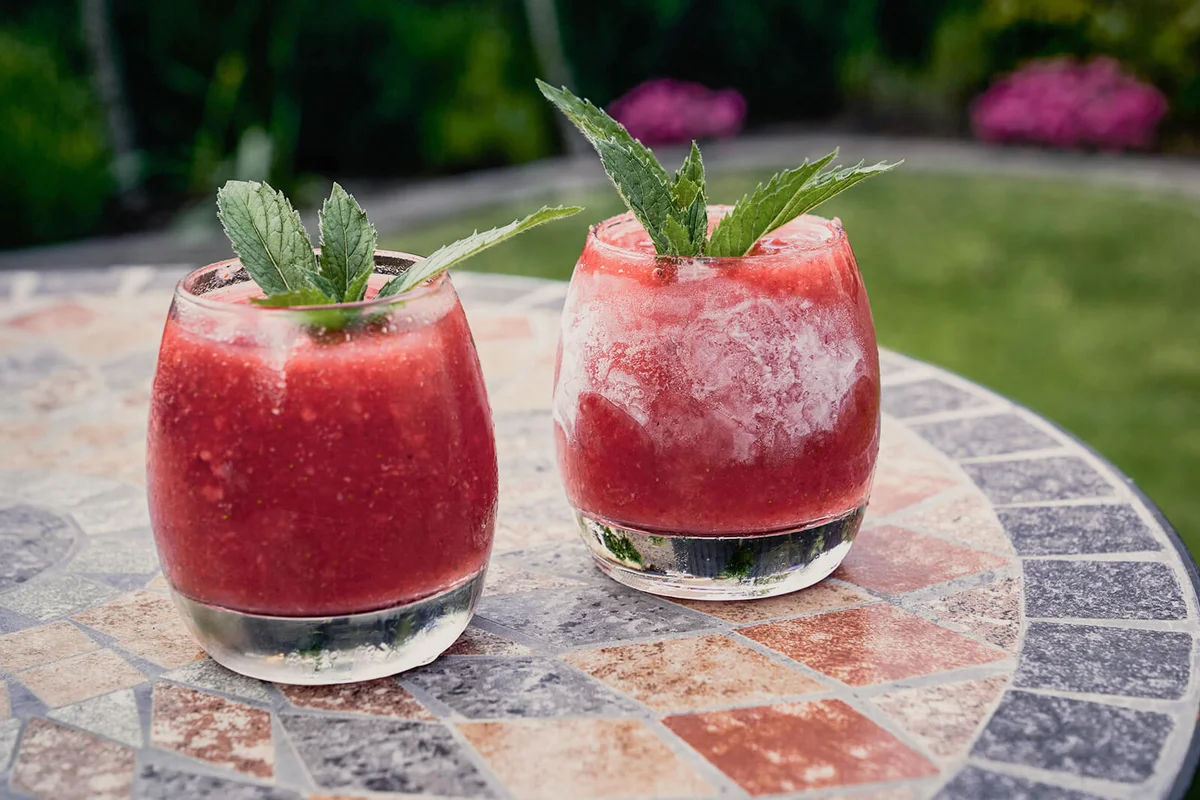 freezing summer cocktail with strawberry