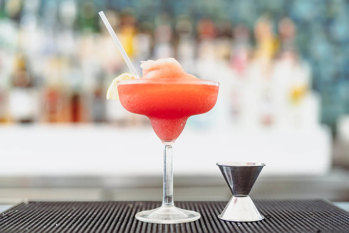 A Delicious Frozen Strawberry Margarita Served