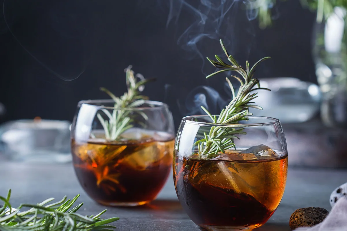 smoked rosemary old fashioned cocktail