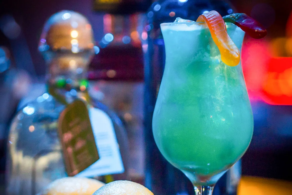 gummy worm garnish for cocktail