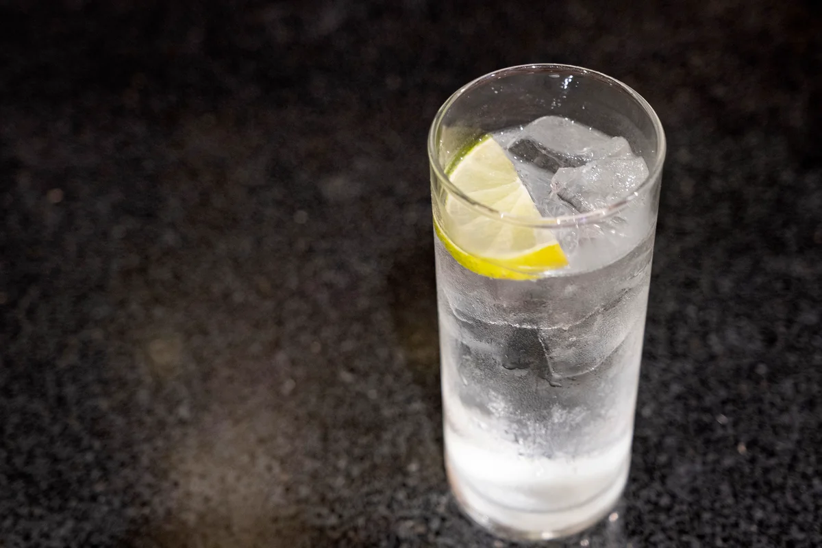 Vodka soda on the counter