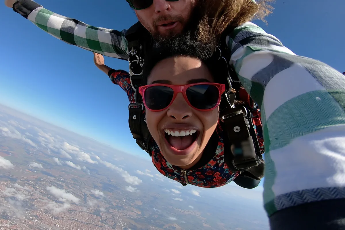 Beautiful woman practicing skydiving