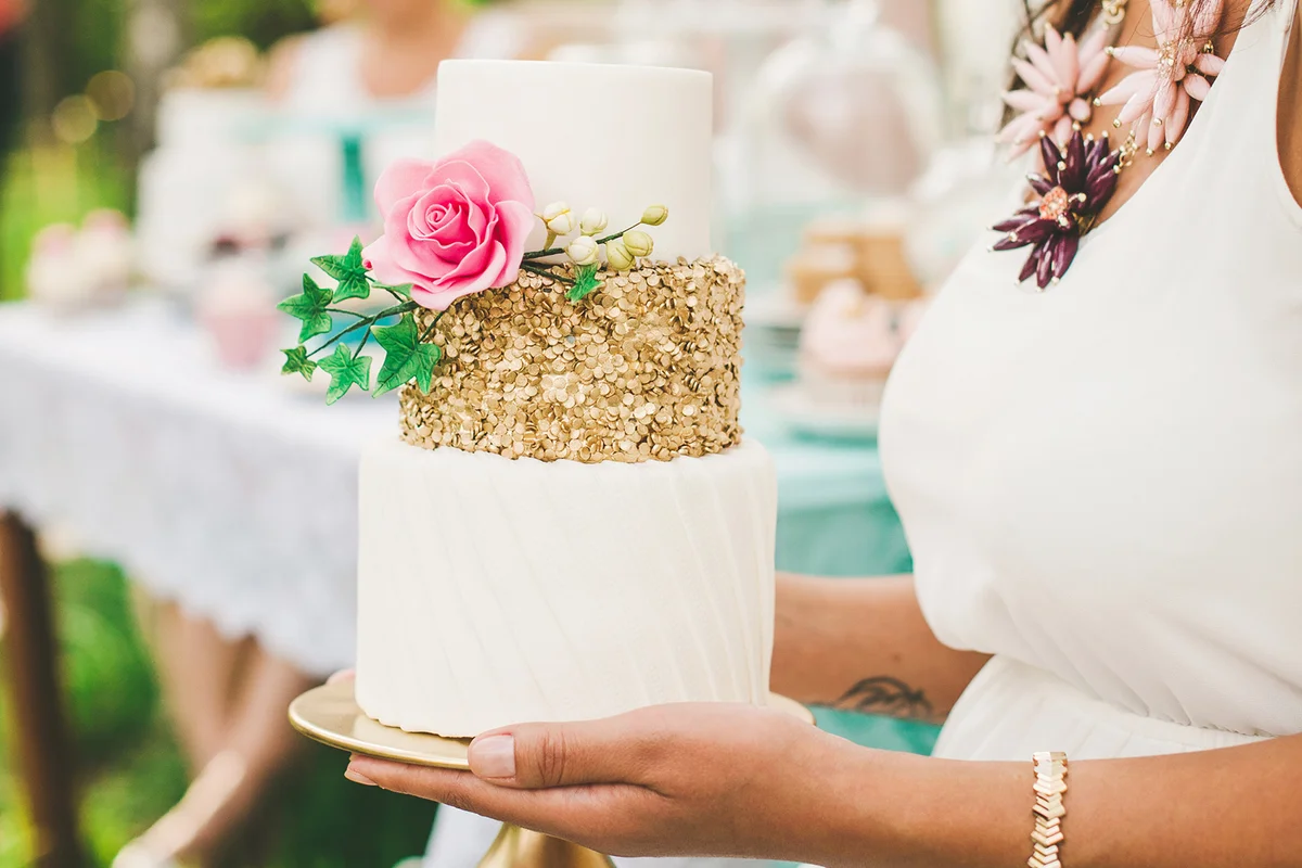 Birthday Cake With Gold Accents