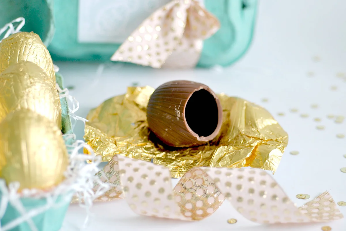 Gold foil wrapped chocolate eggs