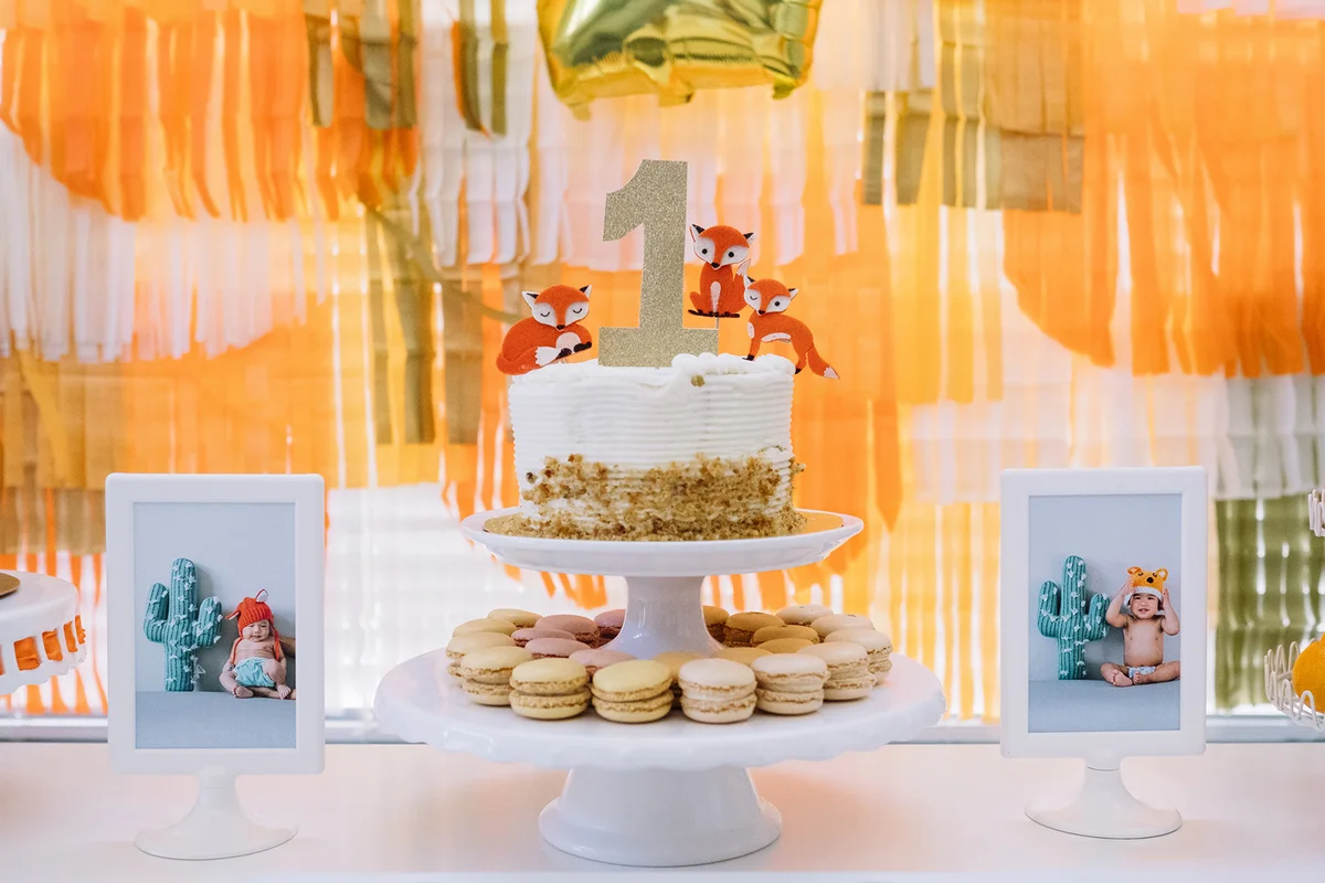 Fox Birthday Cake For a Golden First Birthday Party