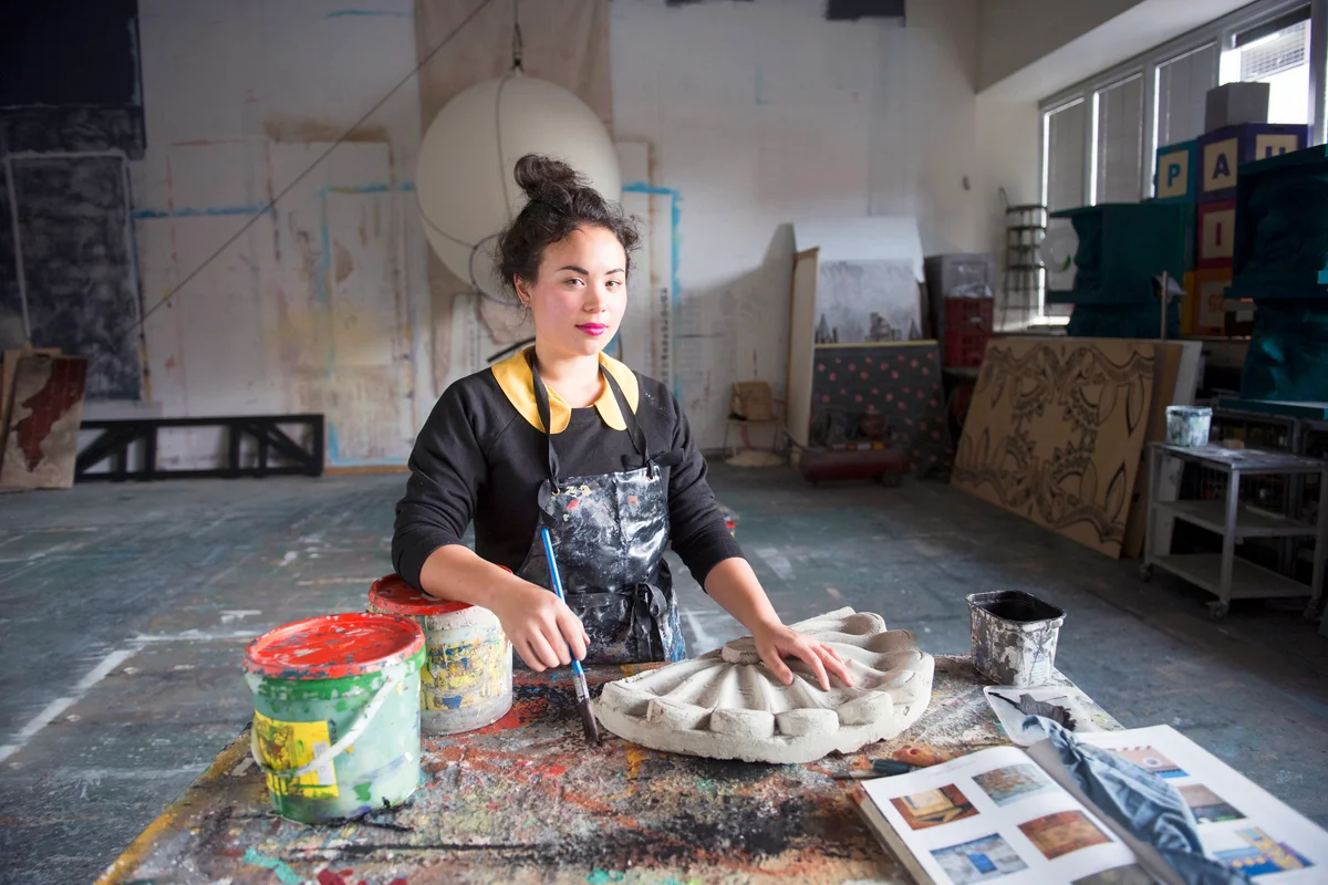 Visual Artist in her studio